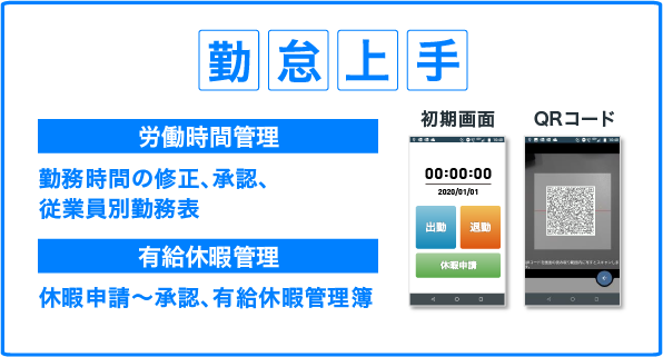 勤怠上手　労働時間管理　有給休暇管理